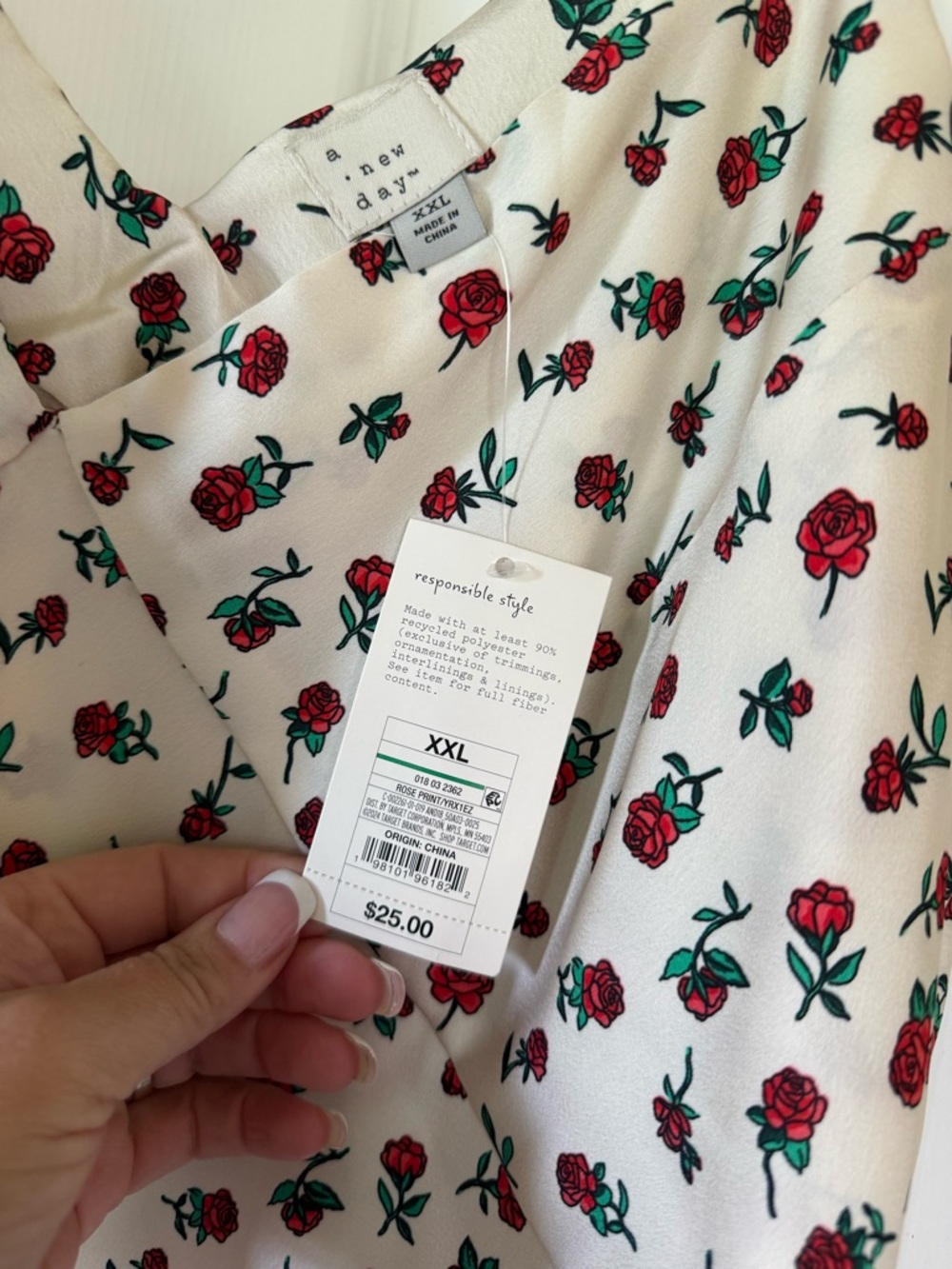 a new day Cream Slip Midi Dress with Red Rose Print - Picture 2 of 7